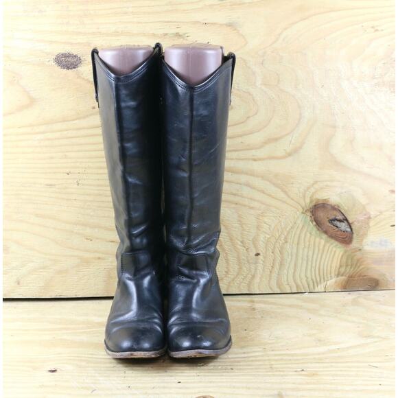 Frye Boots Womens 6.5 B Black Leather Melissa Button Equestrian Extended Calf - Picture 2 of 6